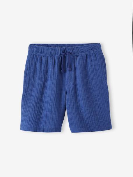 Short en gaze de coton garçon bleu électrique+vert 1 - vertbaudet enfant 