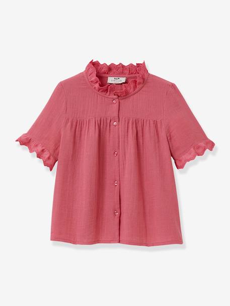 Chemise fille en gaze coton bio CYRILLUS écru+rose 7 - vertbaudet enfant 