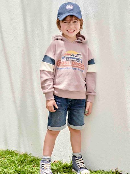 Sweat à capuche motif grahique garçon manches colorblock mauve+ocre 5 - vertbaudet enfant 