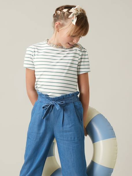 Pantalon large fille en denim light CYRILLUS stone 2 - vertbaudet enfant 