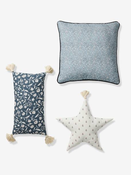 Lot de 3 coussins assortis INDIA bleu imprimé 1 - vertbaudet enfant 