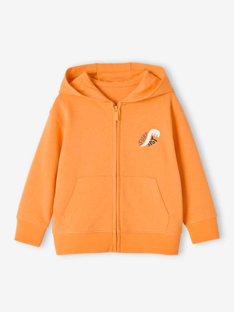 Sweat zippé à capuche motif surf au dos garçon orange 2 - vertbaudet enfant 