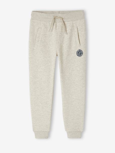 Pantalon jogging Basics garçon en molleton blanc chiné+dark bleu ardoise+gris moyen chiné+marine chiné+noir chiné+vert sapin 1 - vertbaudet enfant 