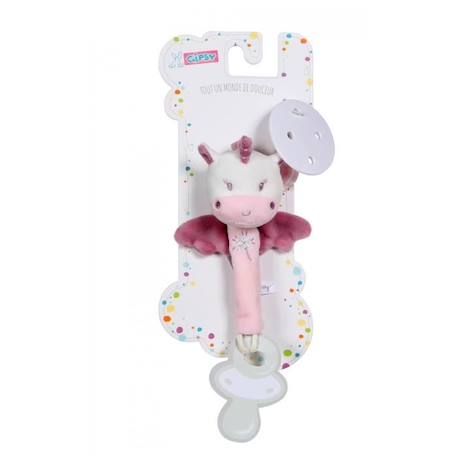 Gipsy Toys - Accroche-tétine 'Les P'tits Féeriques' Licorne - s/carte  - 13 cm - Rose ROSE 1 - vertbaudet enfant 