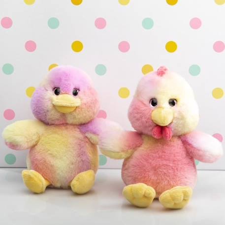 Gipsy Toys - Peluche Basse Cour Colorée - 15 cm - Poule - Rose & Jaune JAUNE 3 - vertbaudet enfant 