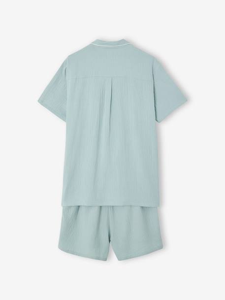 Pyjama short gaze de coton homme team famille personnalisable vert sauge 5 - vertbaudet enfant 