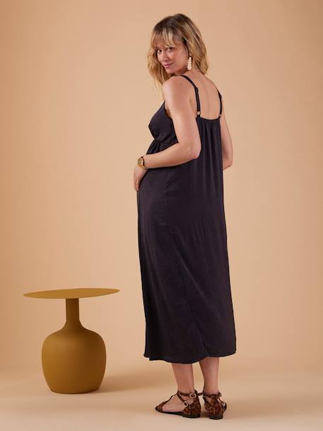 Robe longue à bretelles grossesse effet satiné ENVIE DE FRAISE anthracite 3 - vertbaudet enfant 