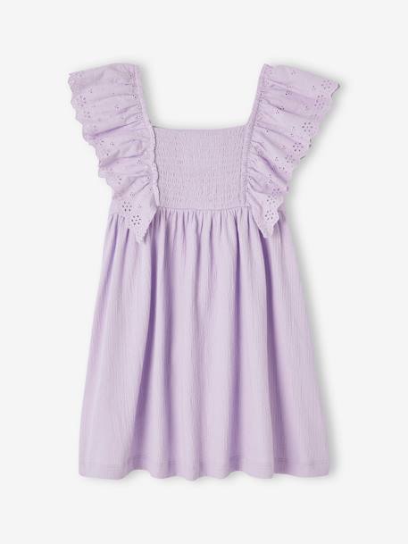 Robe à volants en broderie anglaise fille effet reliéfé lavande 3 - vertbaudet enfant 