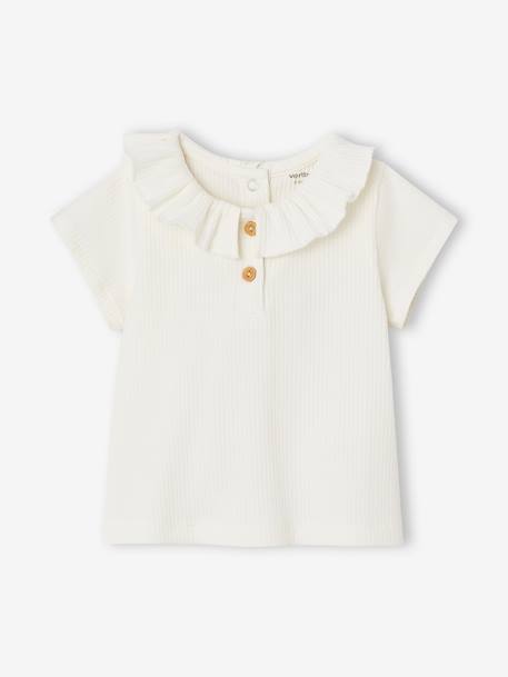 Bébé-T-shirt, sous-pull-Tee-shirt en côtes bébé avec collerette