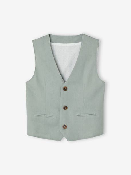 Veste sans manches de cérémonie garçon en coton/ lin beige clair+bleu+marine foncé+vert sauge 11 - vertbaudet enfant 