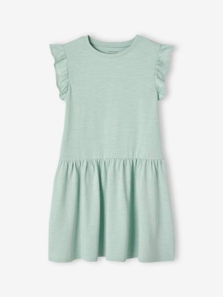 Robe manches à volant fille mauve+rouge+vert d'eau 10 - vertbaudet enfant 