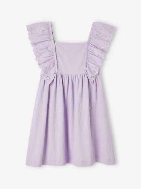 Robe à volants en broderie anglaise fille effet reliéfé lavande 2 - vertbaudet enfant 