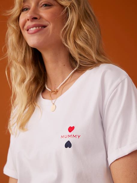 Tee-shirt grossesse brodé 'Mummy' en coton bio ENVIE DE FRAISE blanc 4 - vertbaudet enfant 