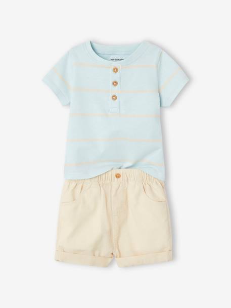 Ensemble T-shirt et short bébé bleu ciel 2 - vertbaudet enfant 