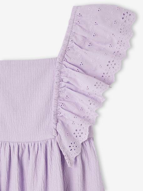 Robe à volants en broderie anglaise fille effet reliéfé lavande 4 - vertbaudet enfant 