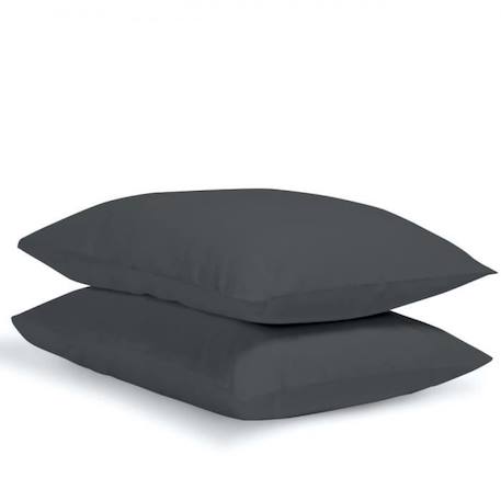 BLEU CALIN Lot de 2 taies d'oreiller 100% Percale de coton 65x65cm - Anthracite GRIS 2 - vertbaudet enfant 