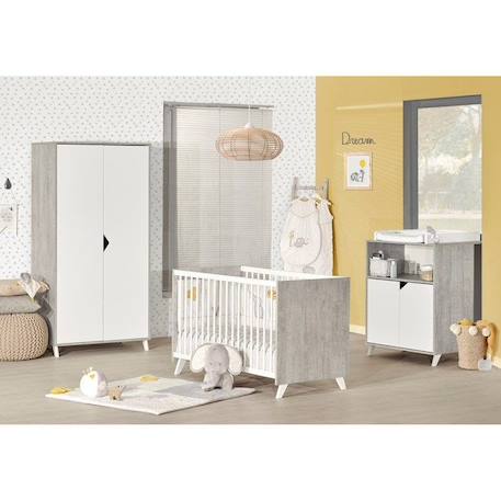 Commode à langer - Babyprice - Scandi gris - 2 portes - 1 niche - En bois GRIS 4 - vertbaudet enfant 