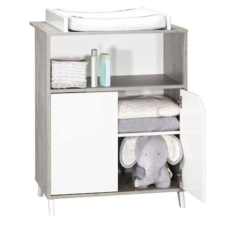 Commode à langer - Babyprice - Scandi gris - 2 portes - 1 niche - En bois GRIS 3 - vertbaudet enfant 