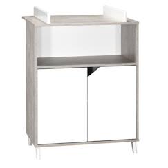 Puériculture-Commode à langer - Babyprice - Scandi gris - 2 portes - 1 niche - En bois