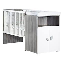 Chambre et rangement-Chambre-Lit bébé, lit enfant-Lit bébé-Lit combiné - 120x60cm - Evolutif en 90x190cm - Babyprice Leaf - En bois gris