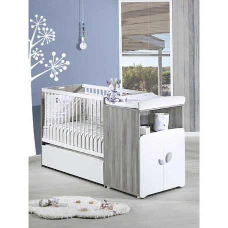 Lit combiné - 120x60cm - Evolutif en 90x190cm - Babyprice Leaf - En bois gris GRIS 2 - vertbaudet enfant 