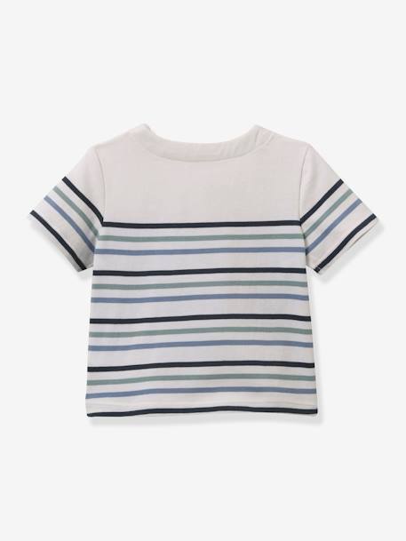 Tee-shirt rayé bébé - coton bio Cyrillus rayé vert 3 - vertbaudet enfant 