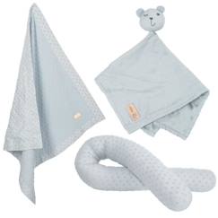 ROBA Coffret Bébé Lil Planet - 3 PCS - 1 Coussin Traversin + 1 Couverture + 1 Doudou - Cadeau de Naissance - Bleu Clair  - vertbaudet enfant