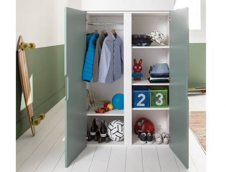 Lit mezzanine avec armoire et bureau OPUS - Blanc/Mousse MULTICOLORE 2 - vertbaudet enfant 