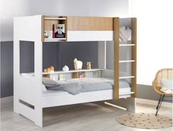 Lit superposé avec rangement 90x190 OPUS - Blanc/Bois  - vertbaudet enfant