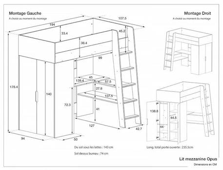 Lit mezzanine avec armoire et bureau OPUS - Blanc/Bois MULTICOLORE 5 - vertbaudet enfant 