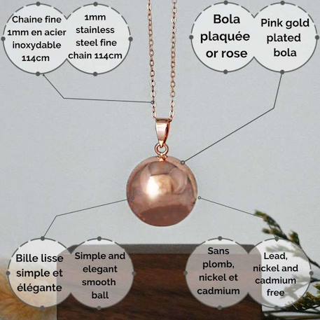 Bola de grossesse or rose lisse avec chaîne - NOÉMI - plaquée or rose véritable - coffret cadeau femme enceinte ROSE 4 - vertbaudet enfant 