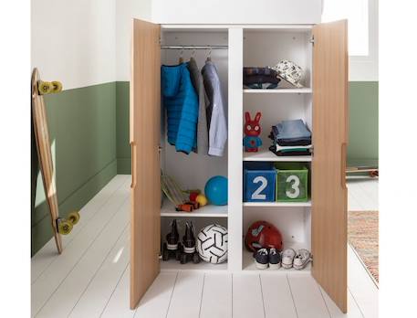 Lit mezzanine avec armoire et bureau OPUS - Blanc/Bois MULTICOLORE 3 - vertbaudet enfant 