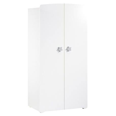 Armoire bébé Basic - Blanche - Boutons étoiles grises - 2 portes - Babyprice BLANC 1 - vertbaudet enfant 