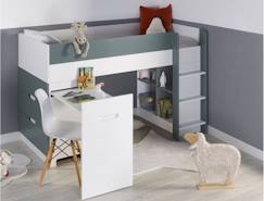 Lit mi-hauteur avec bureau et rangement 90x190 OPUS - Blanc/Mousse  - vertbaudet enfant