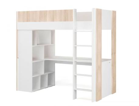 Lit mezzanine avec bureau et rangement DUNE - Blanc/Bois MULTICOLORE 4 - vertbaudet enfant 