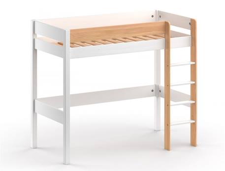 Lit mezzanine en pin massif LANDES - Blanc/Bois BLANC 2 - vertbaudet enfant 