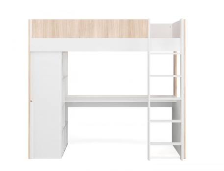 Lit mezzanine avec bureau et rangement DUNE - Blanc/Bois MULTICOLORE 5 - vertbaudet enfant 