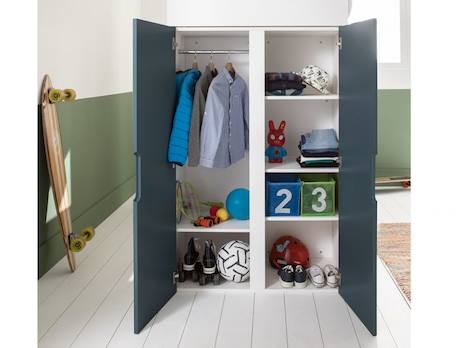 Lit mezzanine avec armoire et bureau OPUS - Blanc/Bleu nuit MULTICOLORE 3 - vertbaudet enfant 