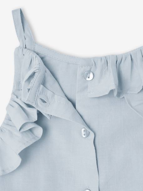 Ensemble bébé : blouse à bretelles + short brodé bleu glacier 10 - vertbaudet enfant 