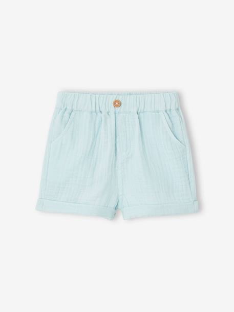 Short en gaze de coton bébé bleu+bleu roi+écru 1 - vertbaudet enfant 