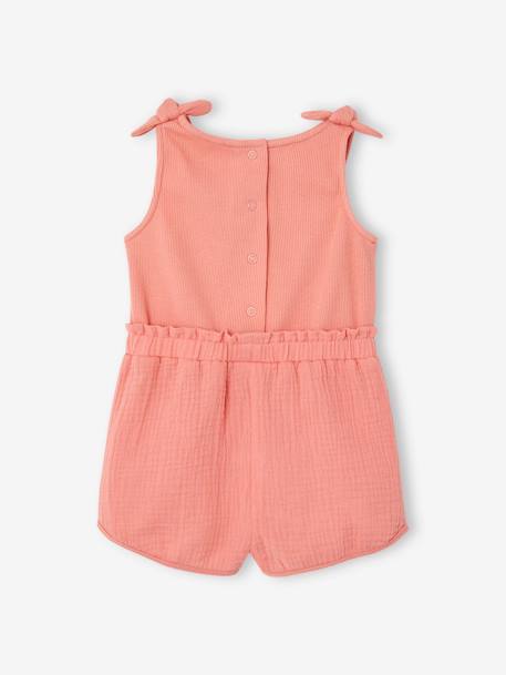 Combi-short avec noeuds bébé bi-matière corail 2 - vertbaudet enfant 