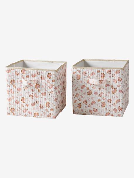 Lot de 2 bacs de rangement imprimé Fleurs Indienne Folk rose imprimé 2 - vertbaudet enfant 