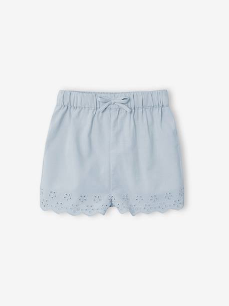 Ensemble bébé : blouse à bretelles + short brodé bleu glacier 5 - vertbaudet enfant 