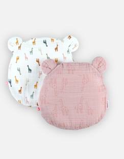 Chambre et rangement-Literie-Coussin ergonomique en coton BIO avec 2 housses - NOUKIE'S - Imprimé girafes - Pour bébé fille dès 1 mois