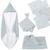 ROBA Coffret Bébé Lil Planet - 8 PCS - 1 Cape de Bain + 5 Gants de Toilette + 1 Doudou + 1 Couverture - Bleu clair / Gris BLEU 1 - vertbaudet enfant 