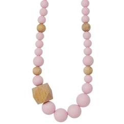 -Collier d'allaitement - bijou silicone de dentition - Rose et bois - sans BPA ni phtalates - certifié en laboratoire français