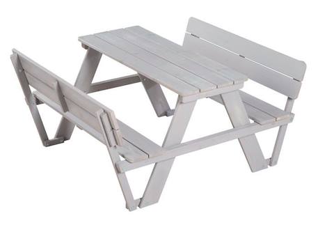 ROBA Table pique-nique enfants 'Outdoor +' avec dossiers - Bois massif - Table d'Extérieur - Gris GRIS 1 - vertbaudet enfant 