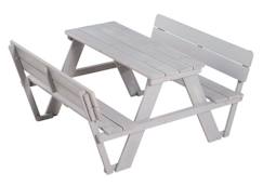 ROBA Table pique-nique enfants "Outdoor +" avec dossiers - Bois massif - Table d'Extérieur - Gris  - vertbaudet enfant