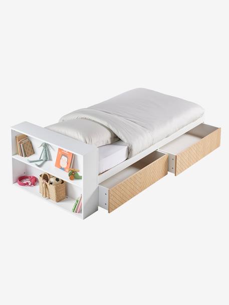 Lit enfant avec tiroirs + rangement bibliothèque LIGNE CHEVRON blanc 2 - vertbaudet enfant 