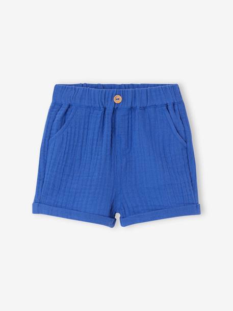 Short en gaze de coton bébé bleu+bleu roi+écru 4 - vertbaudet enfant 